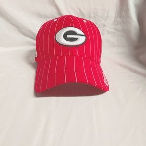 Red With White Pinstripe Georgia Baseball Hat